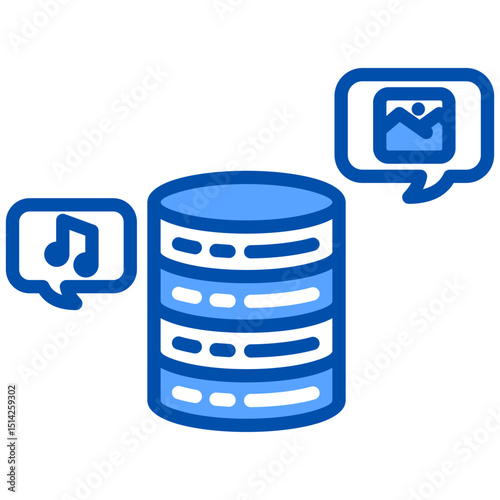 Database blue color icon. Simple vector icon design in blue color style. Editable vector format