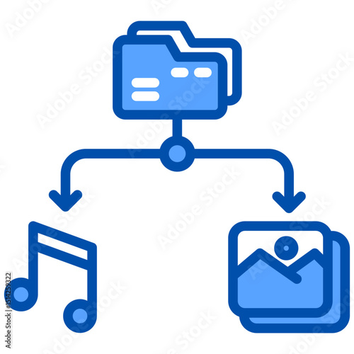 Digital asset management blue color icon. Simple vector icon design in blue color style. Editable vector format