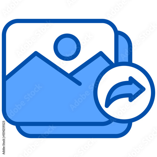 Sharing blue color icon. Simple vector icon design in blue color style. Editable vector format