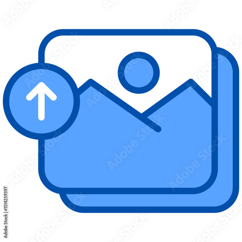 Picture blue color icon. Simple vector icon design in blue color style. Editable vector format