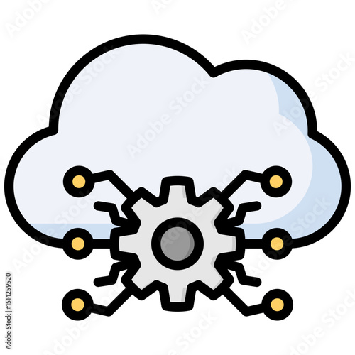 Cloud computing lineal color icon. Simple vector icon design in lineal color style. Editable vector format