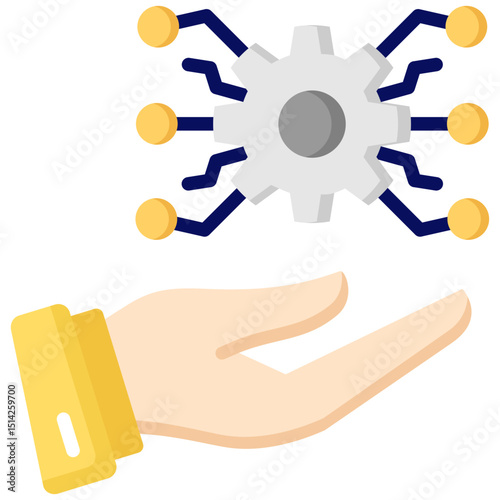 Digitalization flat color icon. Simple vector icon design in flat color style. Editable vector format