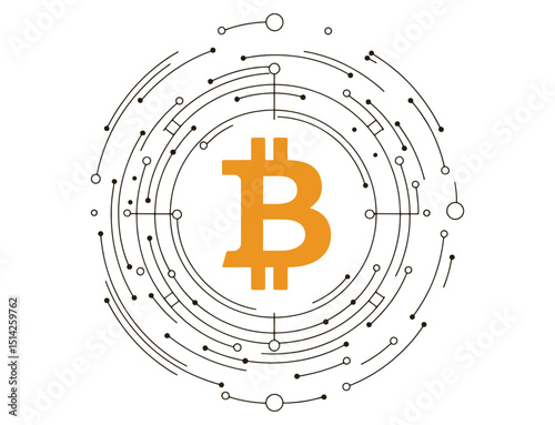 Vector Bitcoin integrated with circuit board. Perfect for crypto tech, digital finance, and blockchain themes.