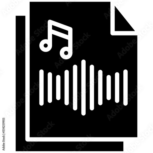 Audio asset gylph icon. Simple vector icon design in gylph style. Editable vector format