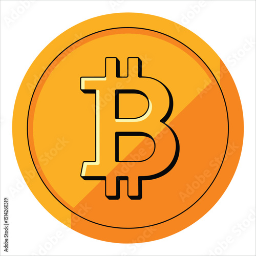 Gold Bitcoin coin vector on white background. Ideal for crypto exchanges, wallets, and trading graphics.