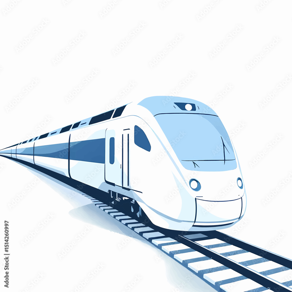 Fototapeta premium Illustration of a modern high speed train on a railway track design