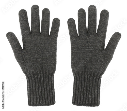 Gray Knit Glove Pair