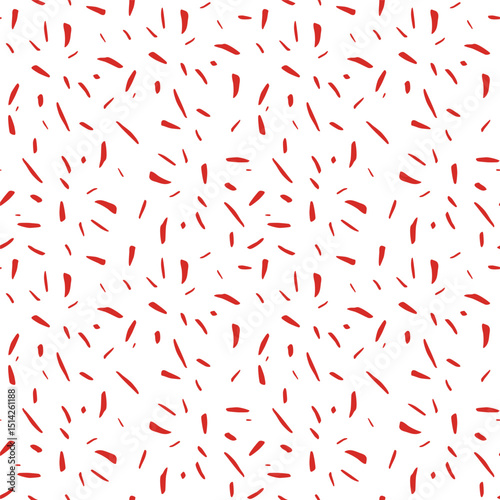 Red dill pieces confetti style scattered pattern on white background fresh botanical vector design