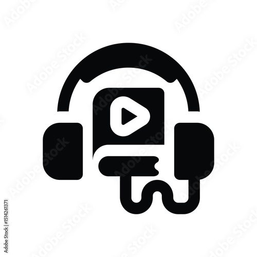audio book glyph icon. Strong and solid vector icon for websites, mobile interfaces, presentations, and visual branding. High quality and easy to edit.