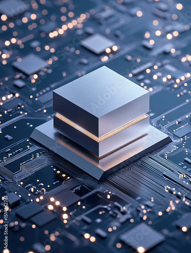 3D rendering chip circuit board technology illustration