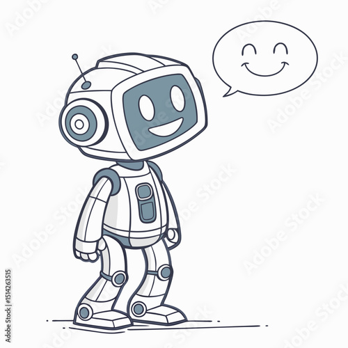 Happy robot cartoon character ai technology friendly bot