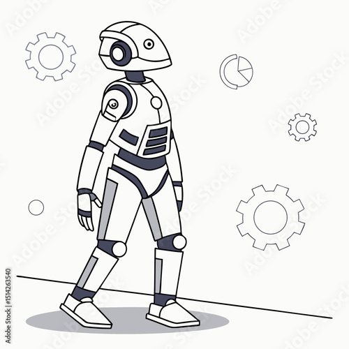 Friendly robot walking futuristic technology ai machine learning