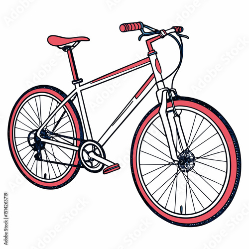 Stylish red and white bicycle illustration perfect for cycling designs