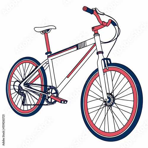 Stylish red and blue bicycle illustration modern design