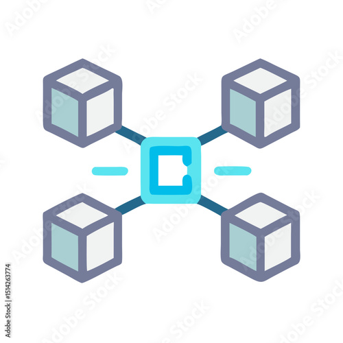 Professional isolated cubes network data connection icon graphic design element