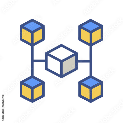 Professional network cubes isolated on white background, clean cutout, ready for design projects