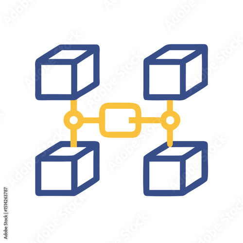 Professional vector illustration of interconnected cubes on transparent background