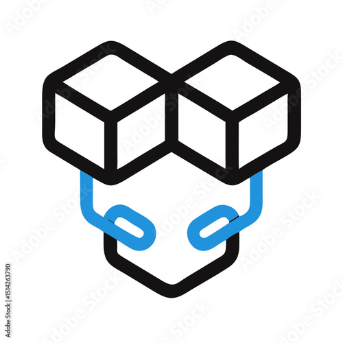 Professional vector icon two cubes connected design element transparent background