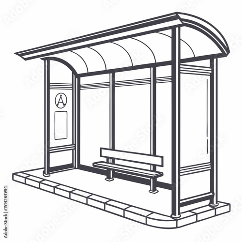 Modern bus stop shelter design city transportation public transit