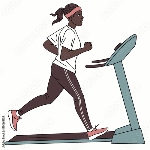Woman running on treadmill fitness exercise workout gym sport