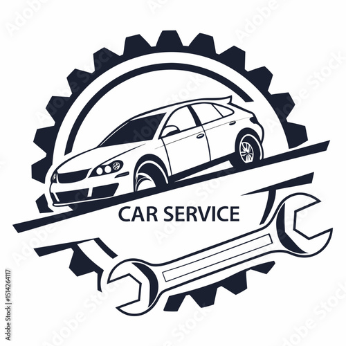 Car service logo design gear wrench auto repair mechanic