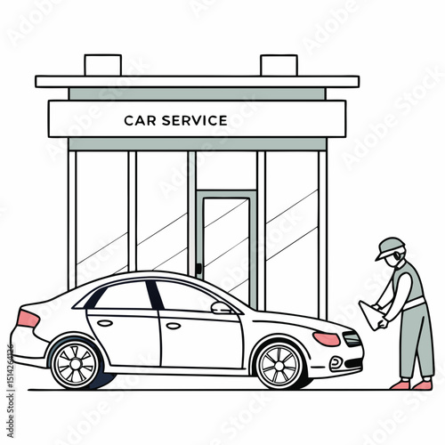 Car service center white sedan vehicle repair maintenance