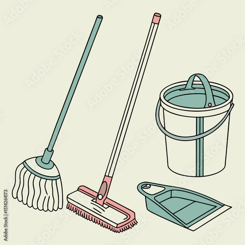 Cleaning supplies mop bucket dustpan housework home cleaning tools
