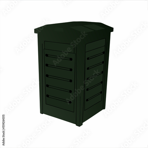 Dark green outdoor storage cabinet with multiple compartments