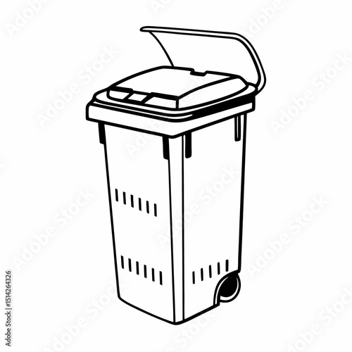 Professional wheeled trash can illustration isolated on white background