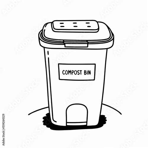 Clean cutout compost bin illustration transparent background
