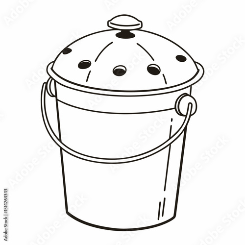 Clean cutout compost bucket illustration transparent background