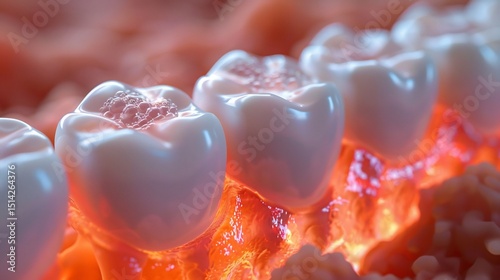 High quality 3D illustration of dental plaque and tartar buildup on teeth before and after cleaning