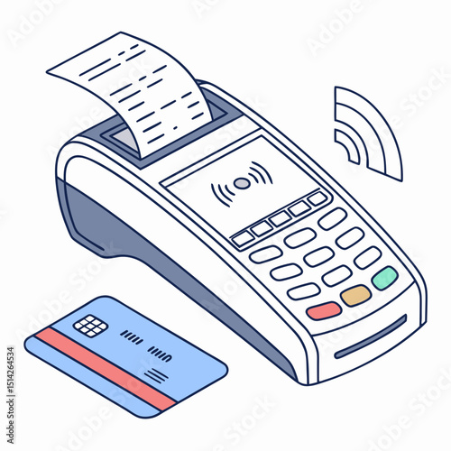 Modern payment terminal credit card transaction wireless receipt