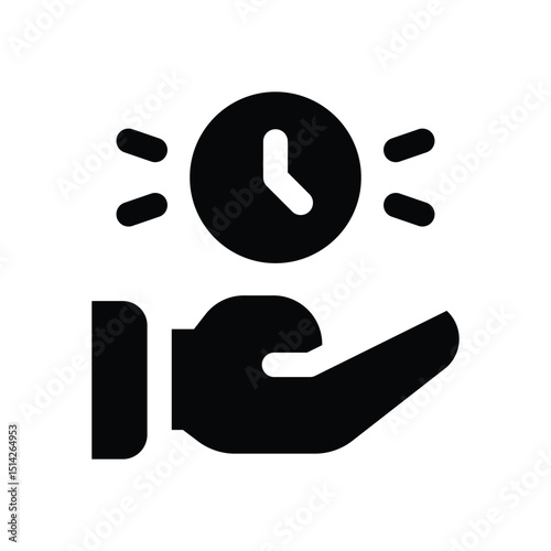 save time glyph icon. Strong and solid vector icon for websites, mobile interfaces, presentations, and visual branding. High quality and easy to edit.