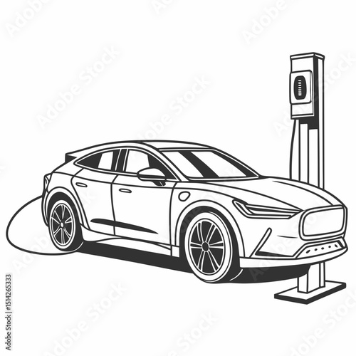 Electric car charging station modern vehicle energy efficient transportation