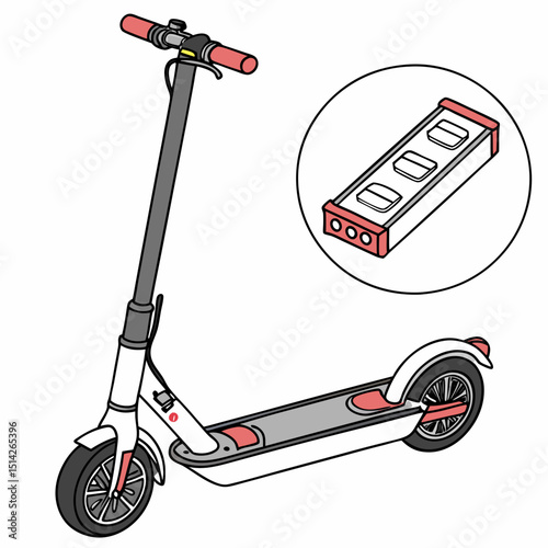 Electric scooter with removable battery pack illustration
