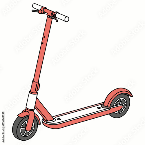 Modern red kick scooter illustration fun transportation