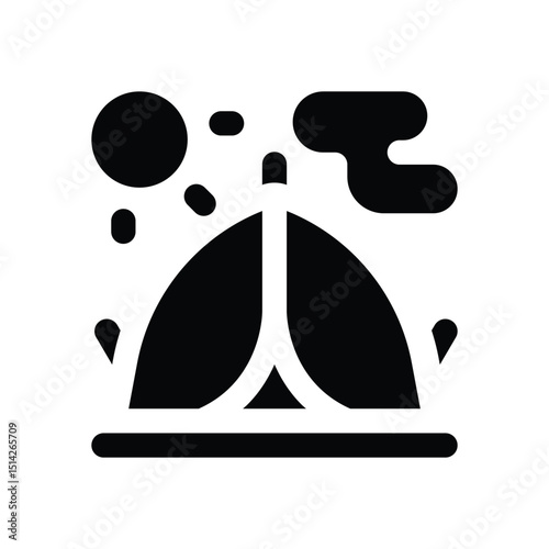camping glyph icon. Strong and solid vector icon for websites, mobile interfaces, presentations, and visual branding. High quality and easy to edit.