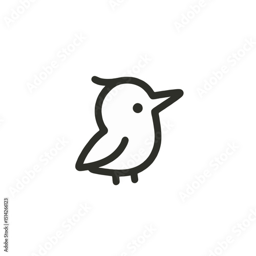 Simple wooden bird illustration in minimalist style  