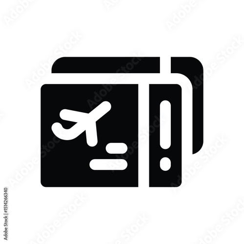 ticket glyph icon. Strong and solid vector icon for websites, mobile interfaces, presentations, and visual branding. High quality and easy to edit.