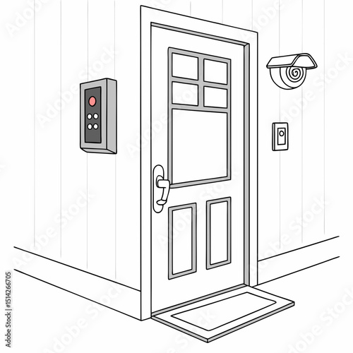 Home security system exterior door keypad camera