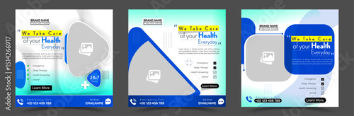 Healthcare business marketing post or  Hospital or clinic health service digital promotion flyer and poster
