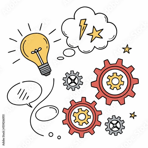 Bright idea gears innovation creativity teamwork solution