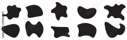 Solid Black Abstract Blob Shape Vector Collection