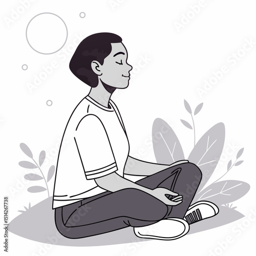Woman meditating outdoors peaceful serene nature mindfulness yoga relaxation calm