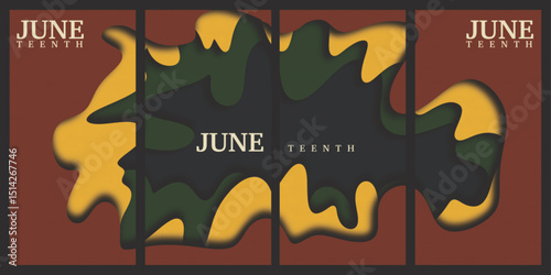 background 3d abstract Juneteenth themed for web design, landing page, social media, frame