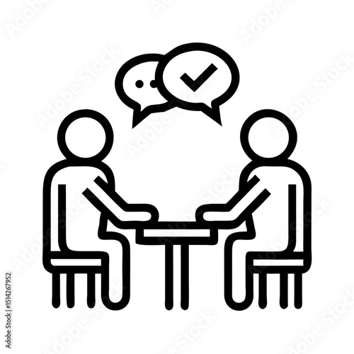Crisp black silhouette design of negotiation concept on white background