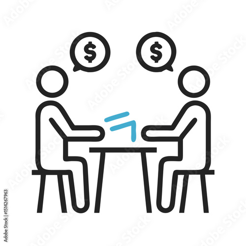 Clean crisp silhouette design of business negotiation on white background