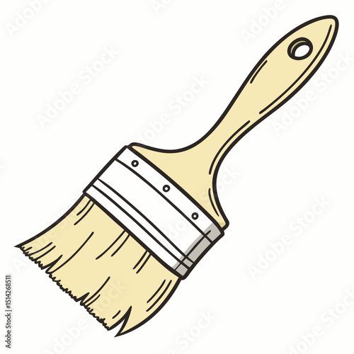 Hand drawn illustration of a paintbrush for painting and diy projects