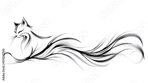 Abstract cat design with flowing lines